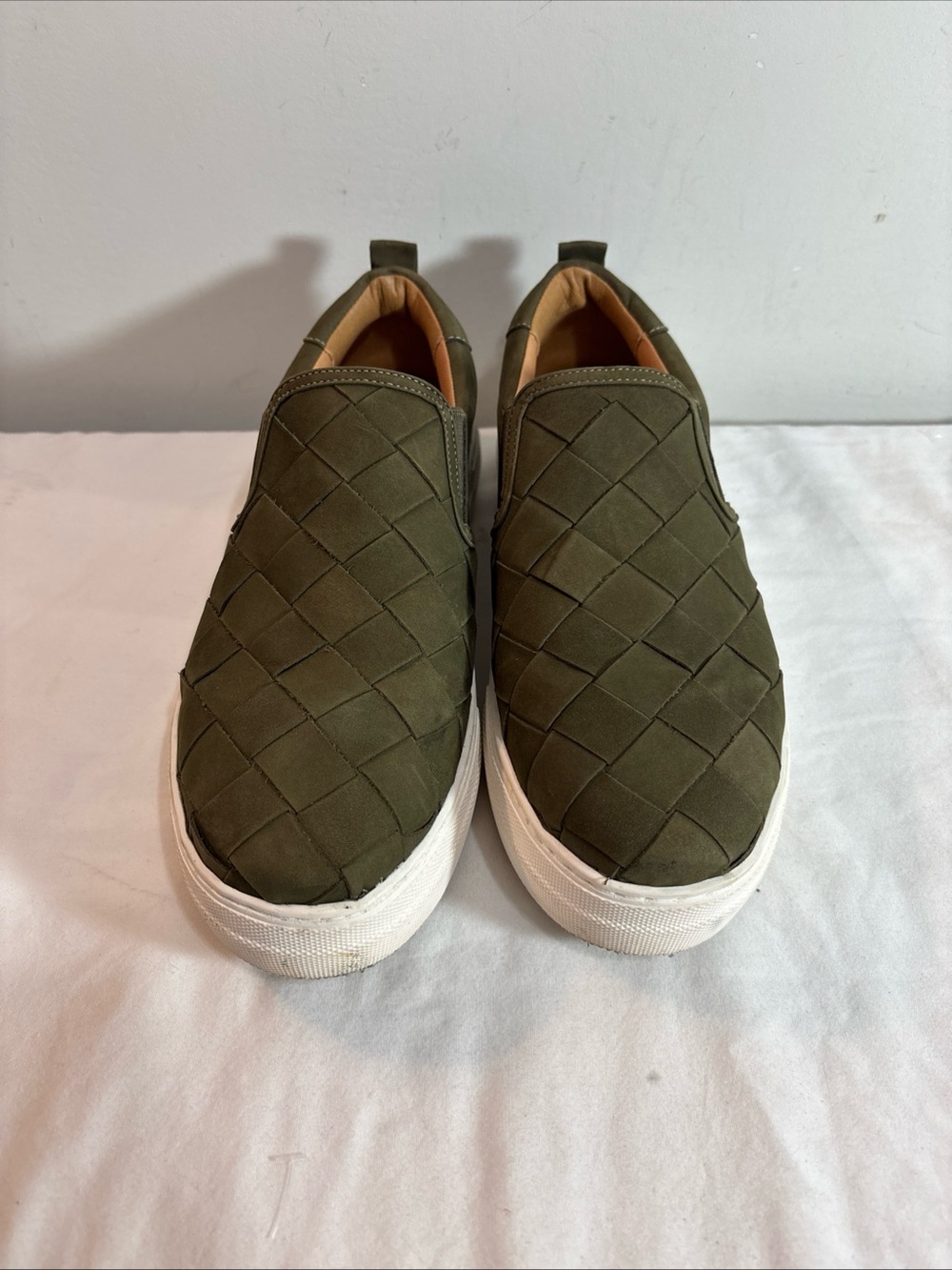 Steve Madden Women’s Slip-On Woven Casual Sneakers in Olive Green 9/2